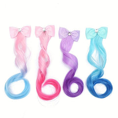 Ombre Long Curly Hair Pieces Synthetic Clip In Extensions