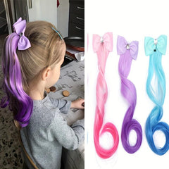 Ombre Long Curly Hair Pieces Synthetic Clip In Extensions