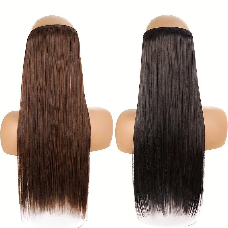 Long Straight Hair Pieces Synthetic Fishing Line Hair Extensions