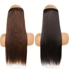 Long Straight Hair Pieces Synthetic Fishing Line Hair Extensions