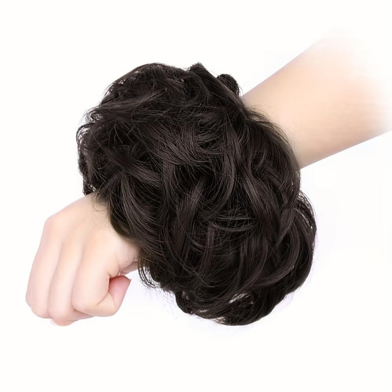 Wavy Curly Hair Bun Wrap Around Scrunchie Updo Extensions for Women