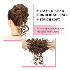 Messy Bun Hair Piece Updo Wavy Curly Hair Wrap Ponytail Hairpiece for Women