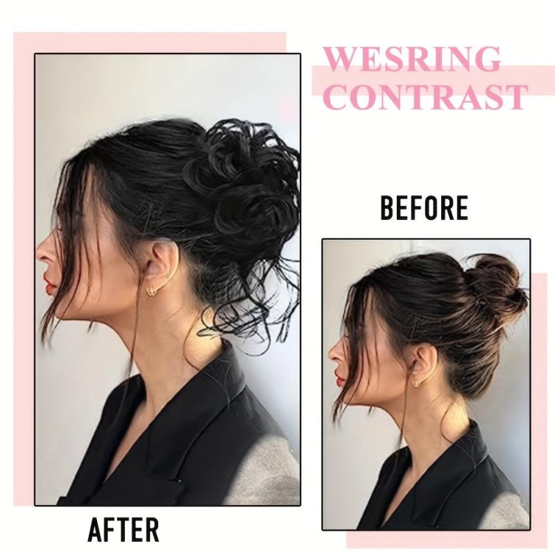 Messy Bun Hair Piece Updo Wavy Curly Hair Wrap Ponytail Hairpiece for Women