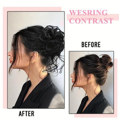 Messy Bun Hair Piece Updo Wavy Curly Hair Wrap Ponytail Hairpiece for Women
