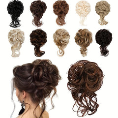Messy Bun Hair Piece Updo Wavy Curly Hair Wrap Ponytail Hairpiece for Women