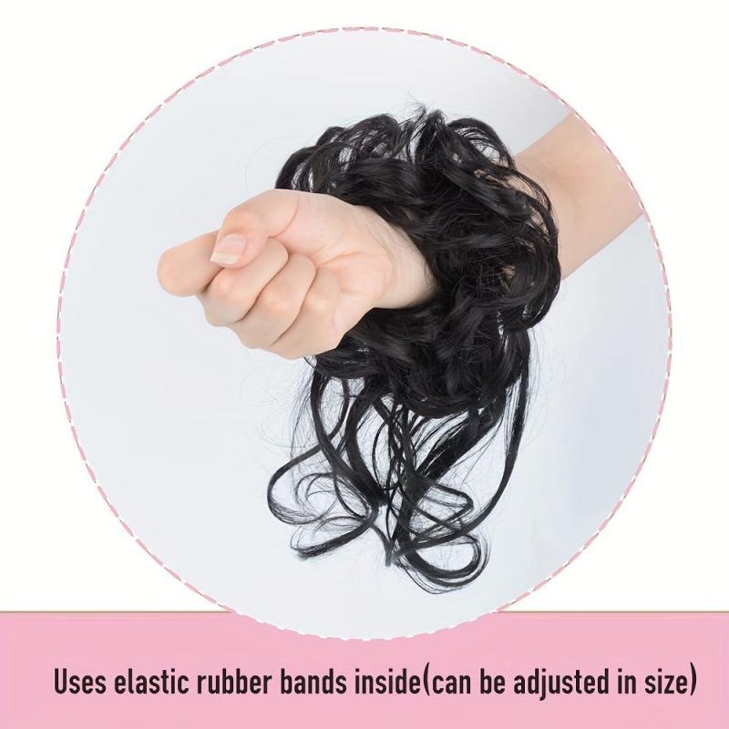 Messy Bun Hair Piece Updo Wavy Curly Hair Wrap Ponytail Hairpiece for Women