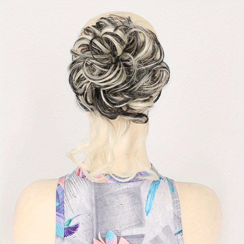 Messy Bun Hair Piece Updo Wavy Curly Hair Wrap Ponytail Hairpiece for Women