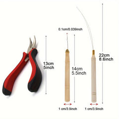 Hair Extension Tool Set Pliers Hook Needle Silicone Rings