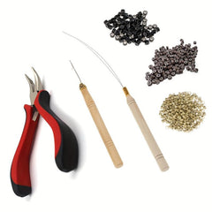 Hair Extension Tool Set Pliers Hook Needle Silicone Rings