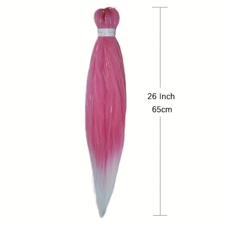 Y2K 2 Tones Tinsel Hair Extension Long Straight Colorful Synthetic Crochet Hair