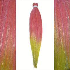 Y2K 2 Tones Tinsel Hair Extension Long Straight Colorful Synthetic Crochet Hair