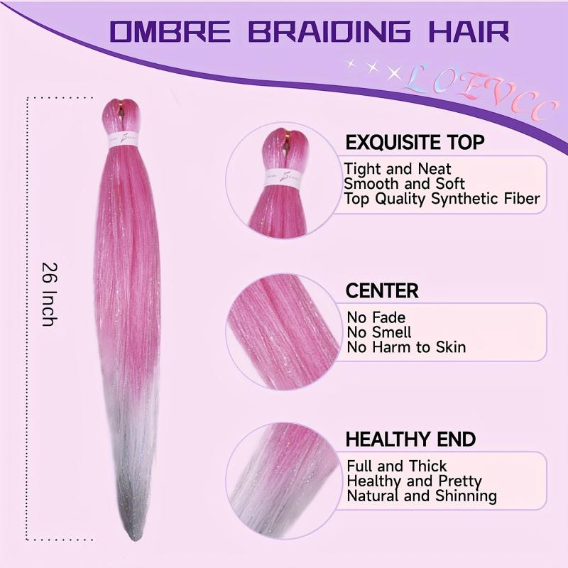 Y2K 2 Tones Tinsel Hair Extension Long Straight Colorful Synthetic Crochet Hair
