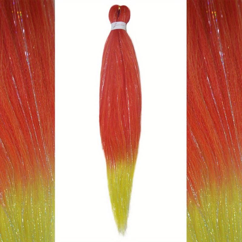 Y2K 2 Tones Tinsel Hair Extension Long Straight Colorful Synthetic Crochet Hair