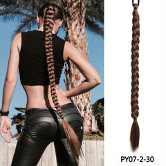 Long Rope Braided Ponytail Extensions Y2K Natural Soft Synthetic Hair