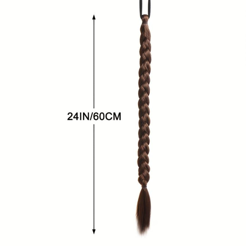 Long Rope Braided Ponytail Extensions Y2K Natural Soft Synthetic Hair