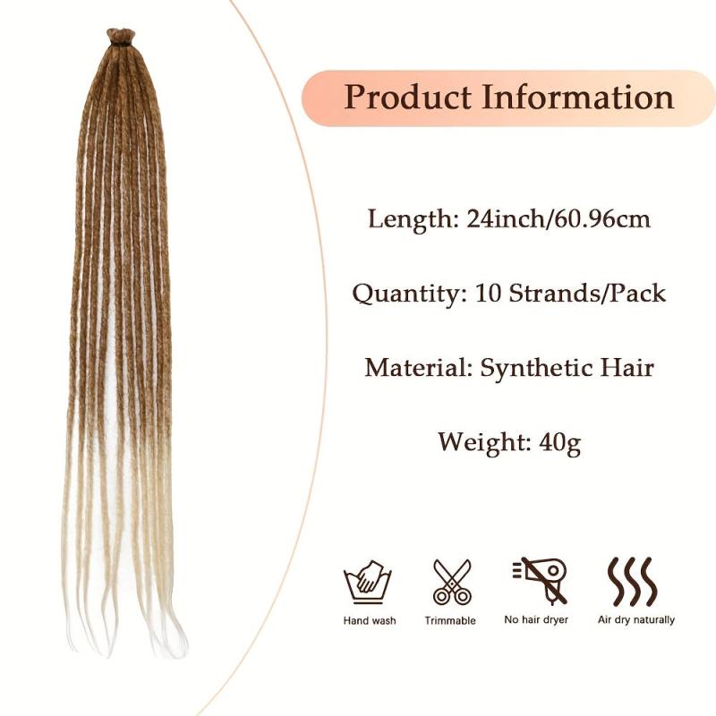10 Pack Dreads Hair Pieces Synthetic Crochet Hair Extensions 60