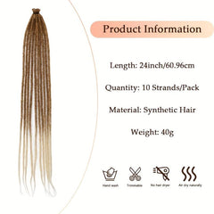 10 Pack Dreads Hair Pieces Synthetic Crochet Hair Extensions 60