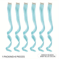 6pcs Colorful Clip In Hair Extensions for Parties and Halloween