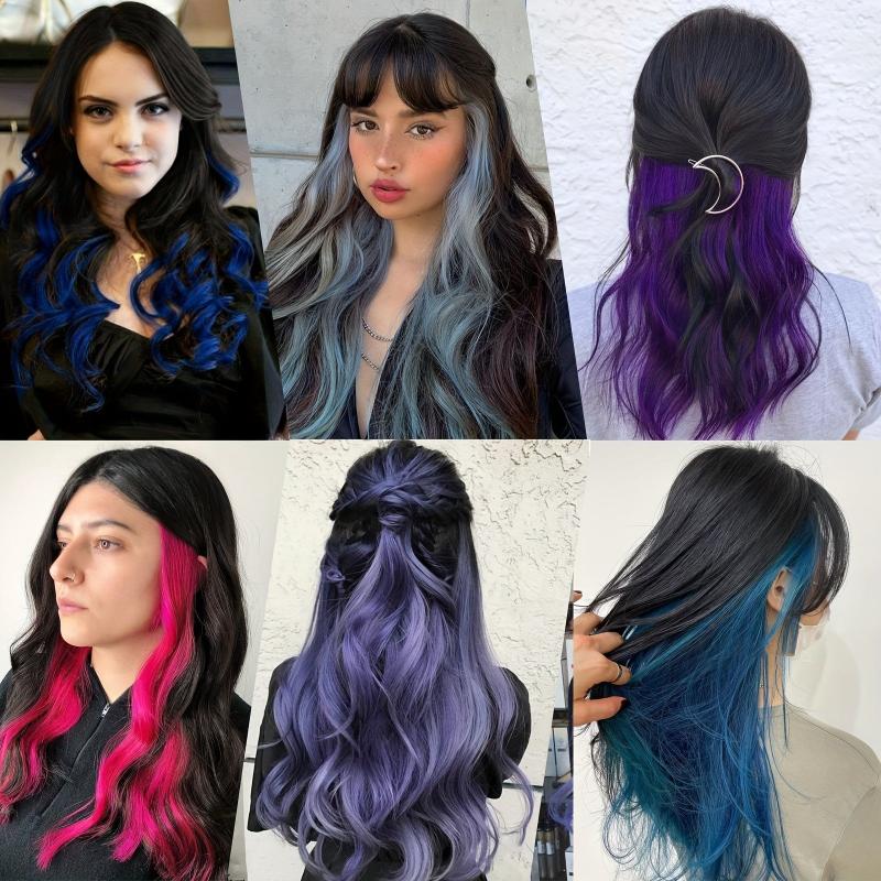 6pcs Colorful Clip In Hair Extensions for Parties and Halloween
