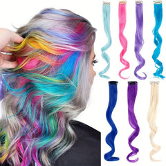 6pcs Colorful Clip In Hair Extensions for Parties and Halloween