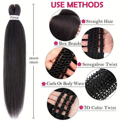 5pcs Pre Stretched Braiding Hair Synthetic Crochet Hair Extensions Natural