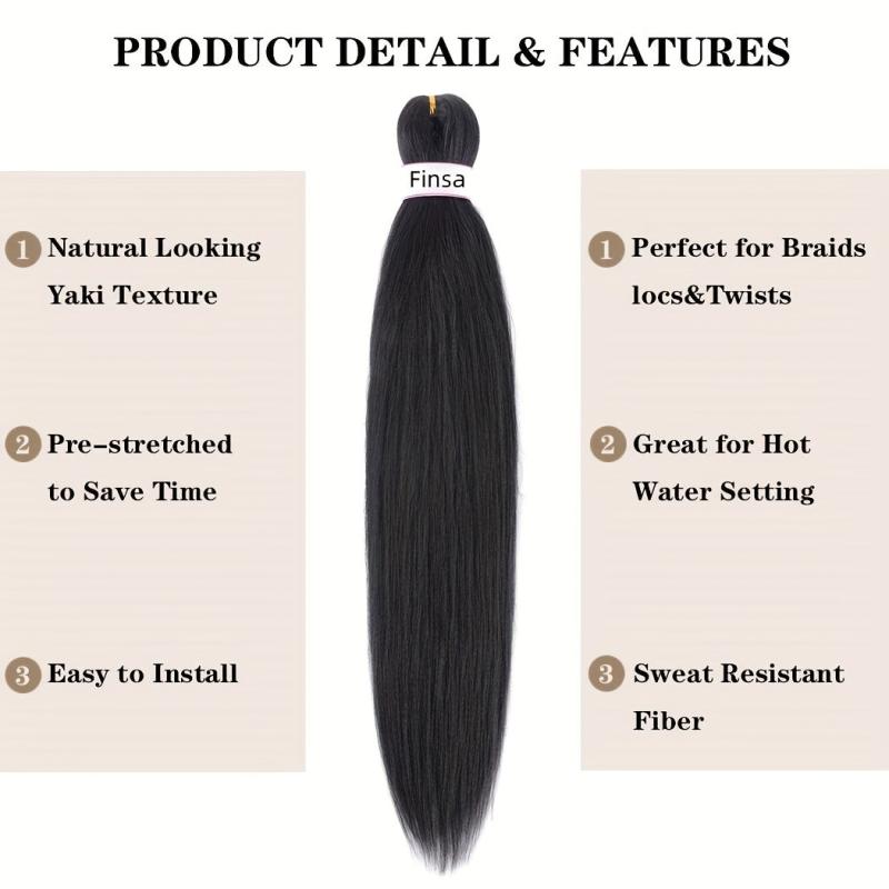 5pcs Pre Stretched Braiding Hair Synthetic Crochet Hair Extensions Natural