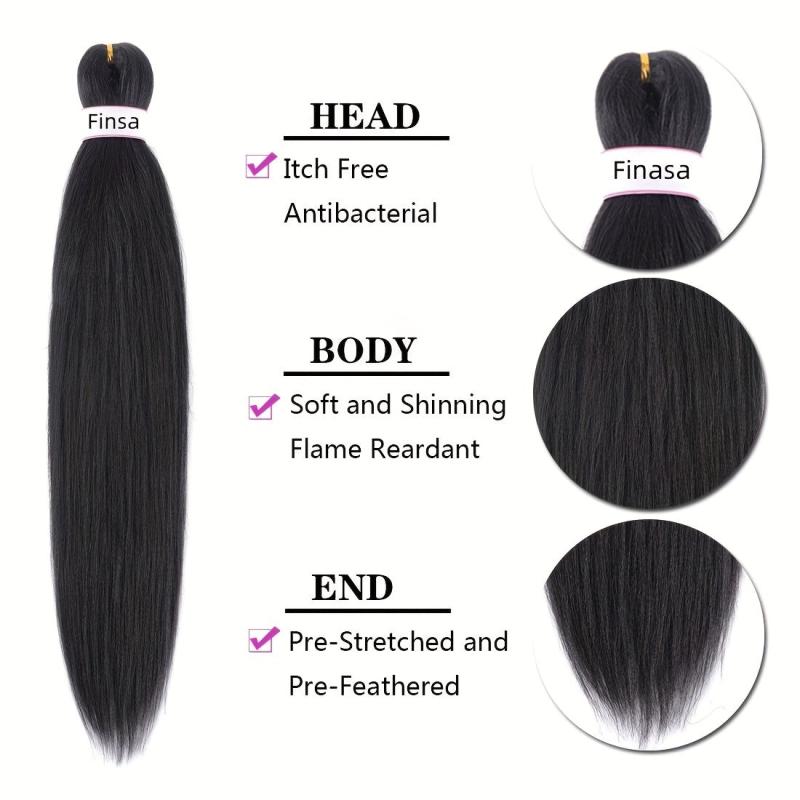 5pcs Pre Stretched Braiding Hair Synthetic Crochet Hair Extensions Natural
