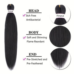 5pcs Pre Stretched Braiding Hair Synthetic Crochet Hair Extensions Natural