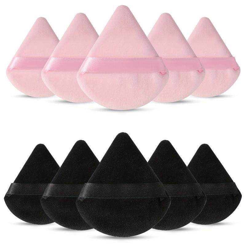 10 Triangle Cosmetic Powder Puffs Reusable Soft Plush Makeup Foundation Sponge