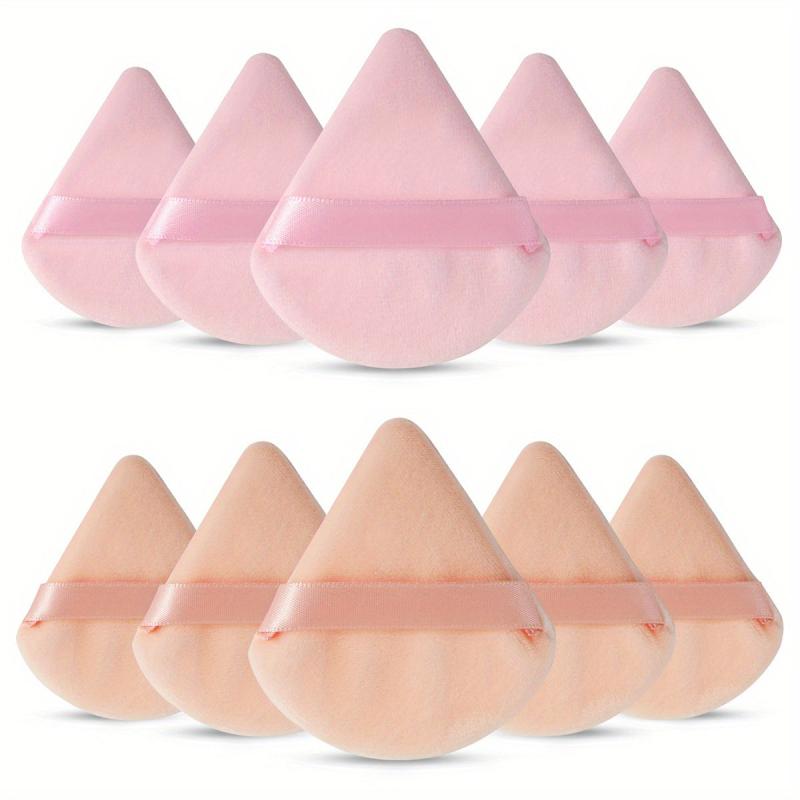 10 Triangle Cosmetic Powder Puffs Reusable Soft Plush Makeup Foundation Sponge