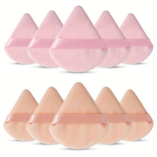10 Triangle Cosmetic Powder Puffs Reusable Soft Plush Makeup Foundation Sponge
