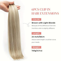 6pcs Synthetic Clip In Hair Extensions Straight Hair for Natural Style