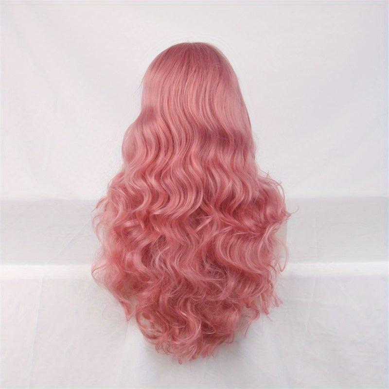 Dark Purple Long Wavy Hair Wigs Synthetic Fiber Middle Part Wigs 66 cm Halloween