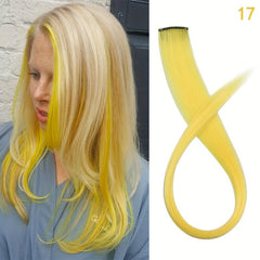 55 88 Cm Synthetic Hair Extensions Rainbow Long Straight Hairpieces Purple Pink