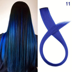 55 88 Cm Synthetic Hair Extensions Rainbow Long Straight Hairpieces Purple Pink