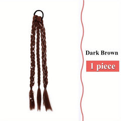 Synthetic Braided Ponytail Extensions Rubber Band Faux Pearl Twist Braids