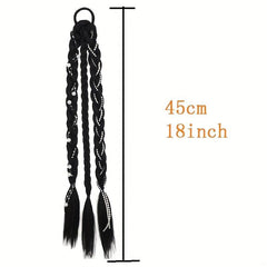 Synthetic Braided Ponytail Extensions Rubber Band Faux Pearl Twist Braids