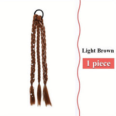 Synthetic Braided Ponytail Extensions Rubber Band Faux Pearl Twist Braids