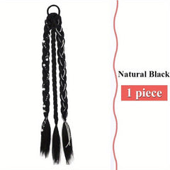 Synthetic Braided Ponytail Extensions Rubber Band Faux Pearl Twist Braids