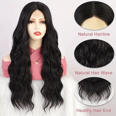 Long Wavy Wig with Lace Front for Daily and Party Use