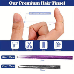 Colorful Glitter Hair Extensions Straight Synthetic Wig