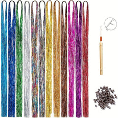 Colorful Glitter Hair Extensions Straight Synthetic Wig
