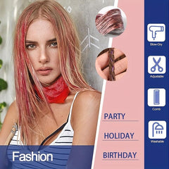 Colorful Glitter Hair Extensions Straight Synthetic Wig