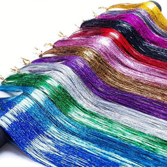 Colorful Glitter Hair Extensions Straight Synthetic Wig