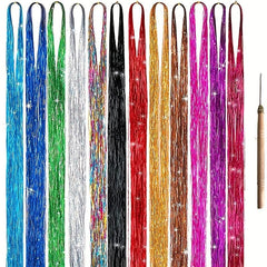 Colorful Glitter Hair Extensions Straight Synthetic Wig