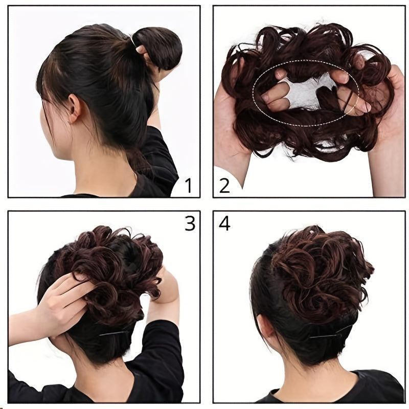 Messy Donut Hair Buns Updo Chignon With Hair Rope Extensions