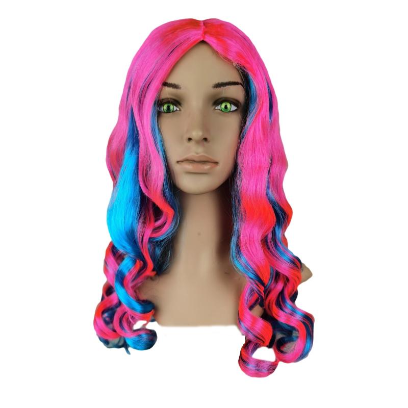 Colorful 2color Long Curly Wavy Wig Synthetic Wig Princess Cartoon Costume