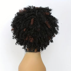 Short Afro Kinky Curly Bob Wig Mix Brown Hair