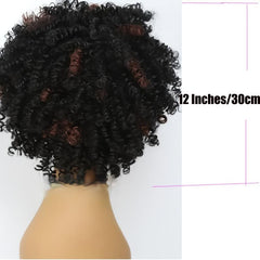 Short Afro Kinky Curly Bob Wig Mix Brown Hair