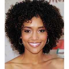 Short Afro Kinky Curly Bob Wig Mix Brown Hair